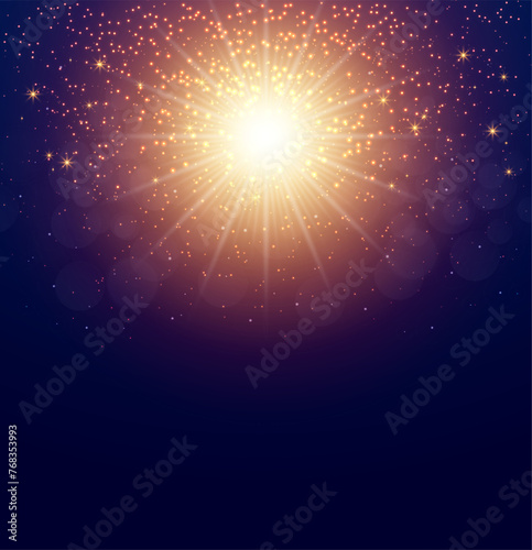 Explosive, vibrant fireworks illuminate the night sky. for celebrations and events.glittering sparks. New Year. Eps 10