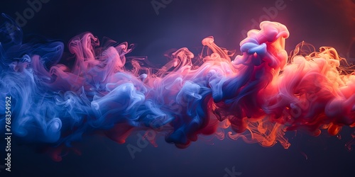 Blue red smoke or fog blending together