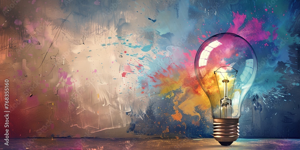 Creative idea concept with colorful background and light bulb Creative idea concept with colorful background and light bulb