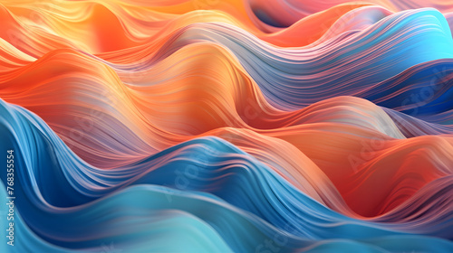 Digital orange blue gradient layered wave abstract graphic poster web page PPT background with generative