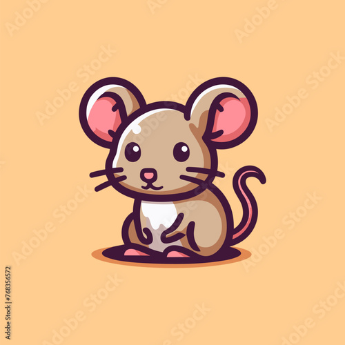 Mouse Mascot Logo Illustration Chibi is awesome logo, mascot or illustration for your product, company or bussiness photo
