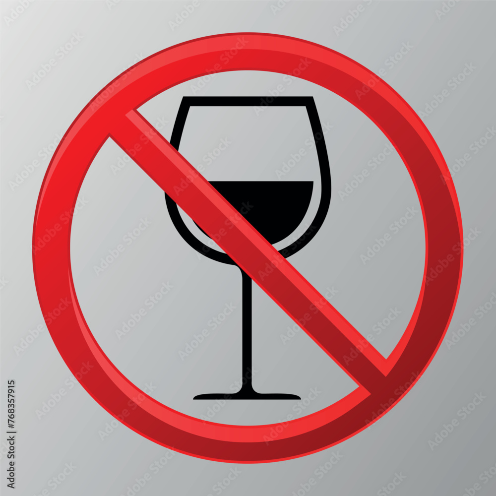 vector of prohibited consumption of alcoholic beverages, icon prohibited consumption of alcohol