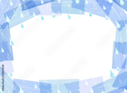 水彩風の雨のイメージイラストフレーム