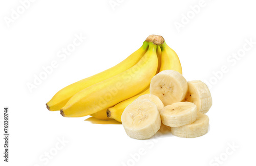 peeled banana isolated on white background