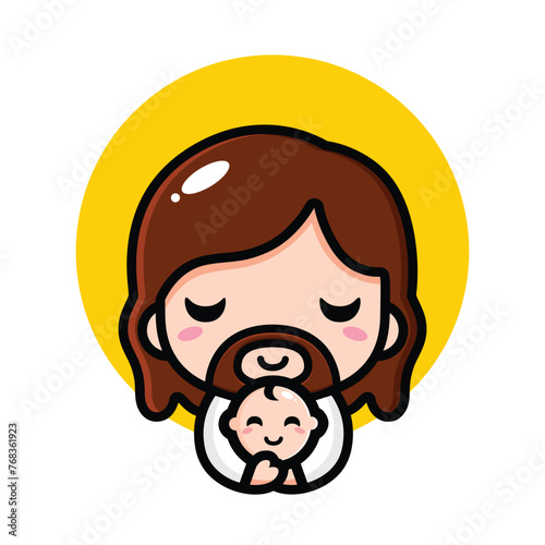 cute jesus christ hugging baby