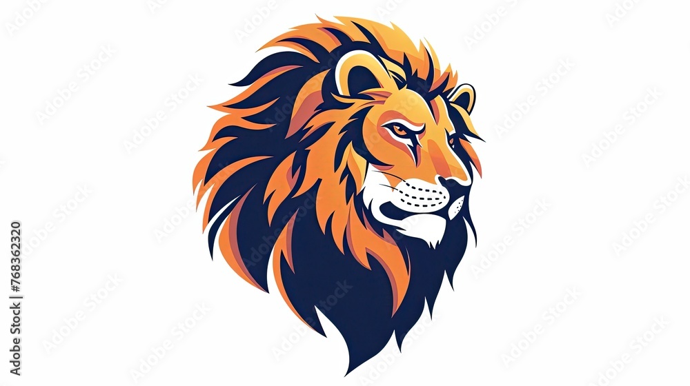 Powerful and Majestic Lion Mascot Logo Design in Flat Graphic Style on White Background