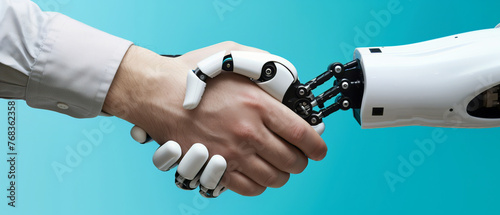 Handshake Between Human and Robot: Symbolizing the Intersection of Humanity and Technology 