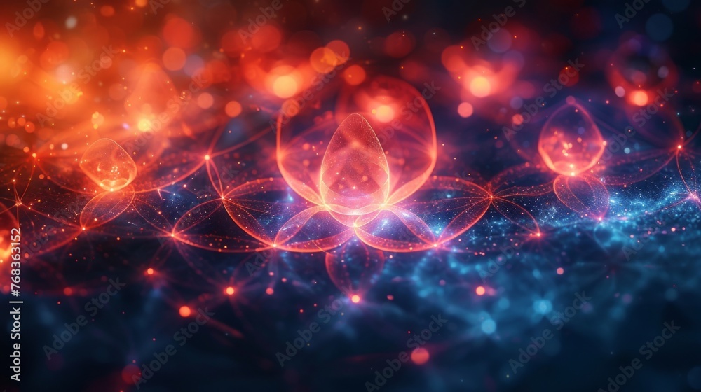 An illustration of the Flower of Life a sacred geometric pattern consisting of overlapping circles symbolizing the interconnectedness of all living beings and the universe. An illustration of the Flower of Life a sacred geometric pattern consisting of overlapping circles symbolizing the interconnectedness of all living beings and the universe.