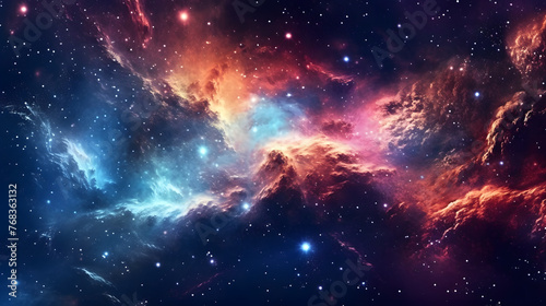 Cosmic space nebula starry sky abstract poster web page PPT background with generative