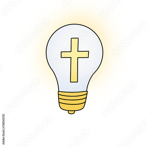 A light bulb with a cross on it