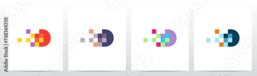Square Pixel Trail Eroded Letter Initial Logo Design D