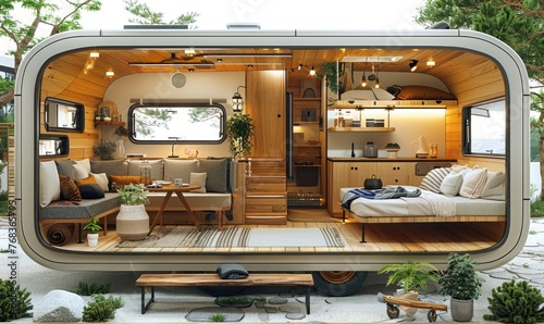 A camper home design with b...