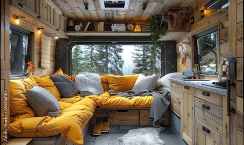 A camper home design with b...