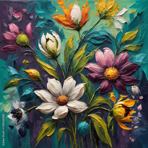 Abstract floral paint backgrounds with expressive splashes, capturing the essence of nature's beauty in vibrant hues.