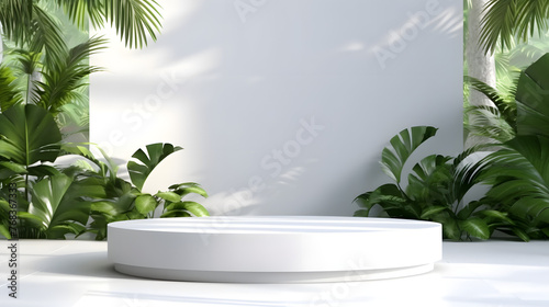 white tone e-commerce product display 3D stage horizontal version web page background