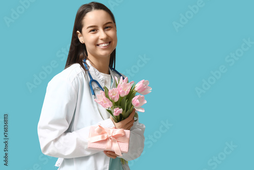 Female doctor with pink tul...