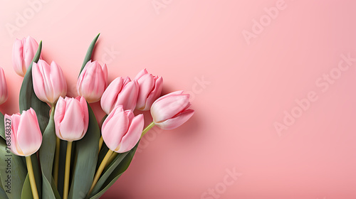 Bouquet of tulips on beautiful background #768368327