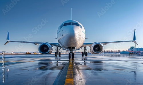 An aircraft parked in the hangar
