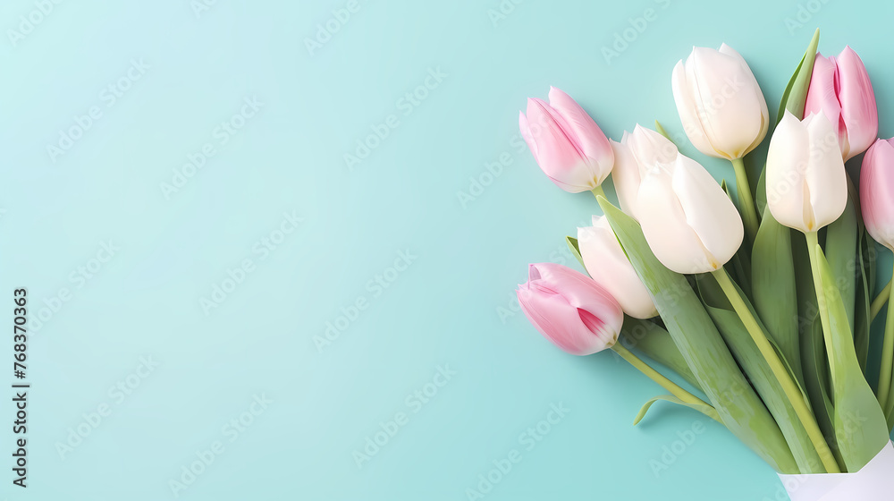 Tulips with copy space, spring flowers Tulips with copy space, spring flowers
