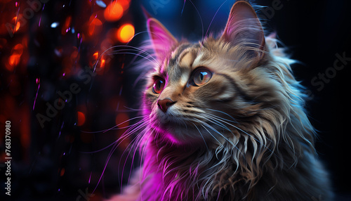 Beautiful cat wallpaper image background created with a genrative ai technology 