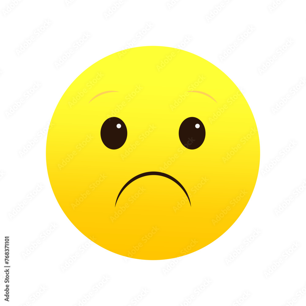 Fototapeta premium Sad emoji, yellow hue. Single tear, downcast eyes. Expressive, emotive graphic. Vector illustration. EPS 10.