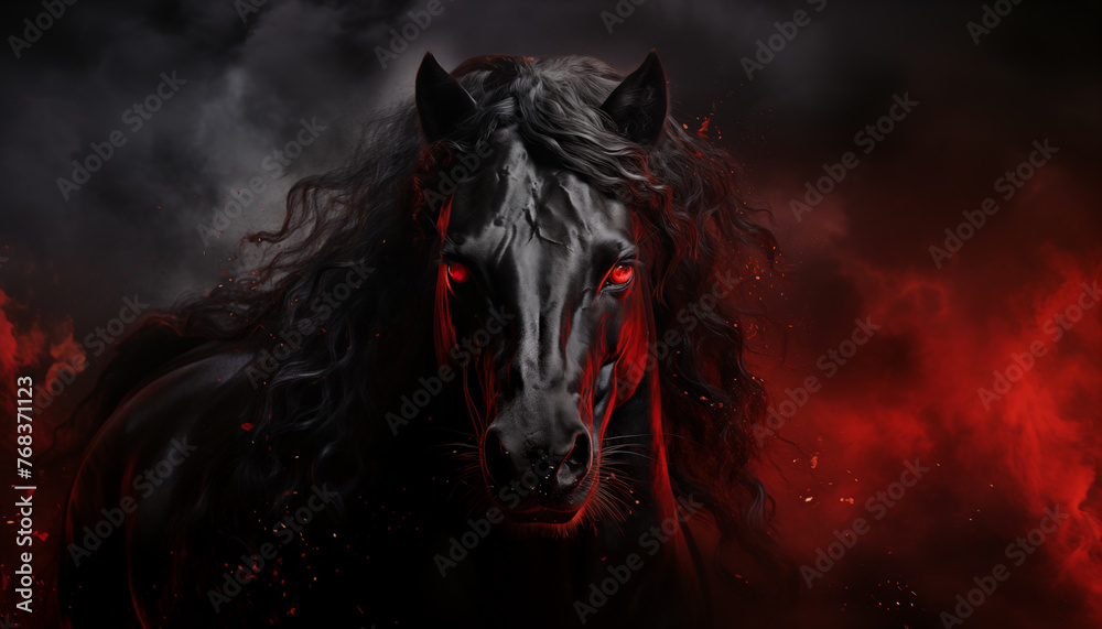beautiful horse isolated in dark background image created with a genrative ai technology beautiful horse isolated in dark background image created with a genrative ai technology