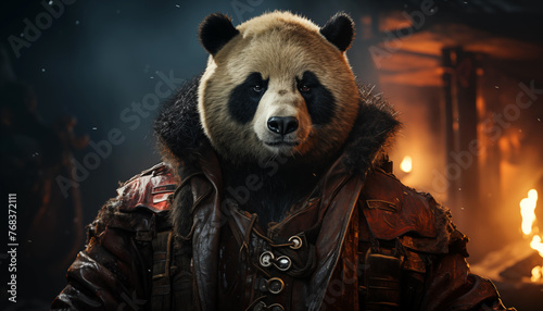 Panda warrior wallpaper image created with a genrative ai technology