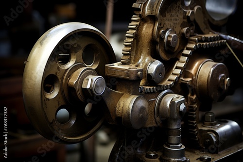 Highlighting the Complexity and Charm of Industrial Machinery with a Close-Up Image of a Machine Lever