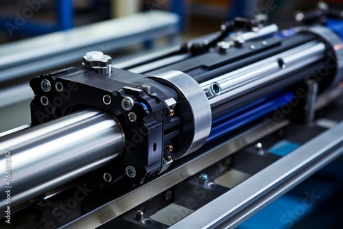 Detailed Close-Up Image of a Linear Actuator in an Industrial Context: A Testament to Engineering Precision