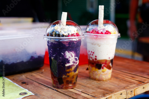 Freshly made Filipino snack and dessert food called Halo Halo