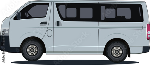 Microbus vector template design , side view , White background