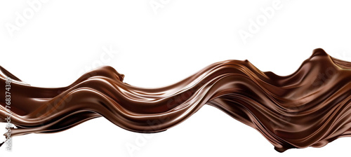 Glossy liquid chocolate wave splash on png transparent background.