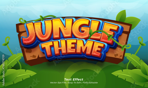 Jungle theme title gaming text effect with editable 3d text style