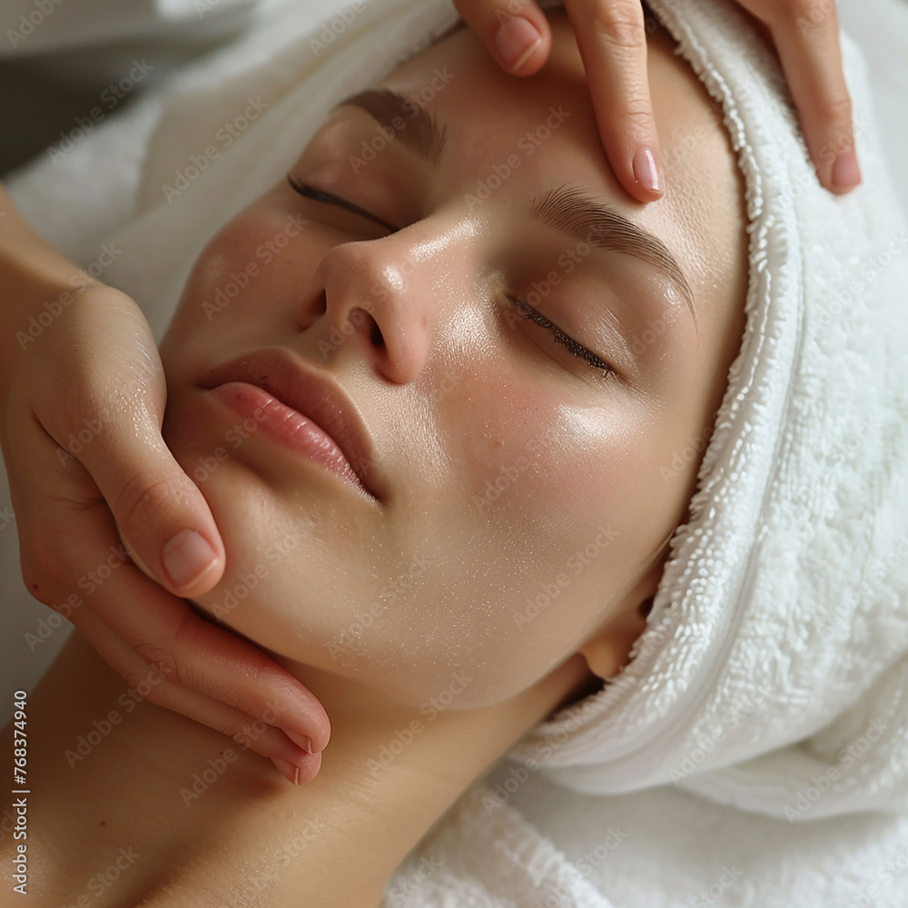 Beauty Woman with towel Natural Glow and Beauty Products Beauty Woman with towel Natural Glow and Beauty Products