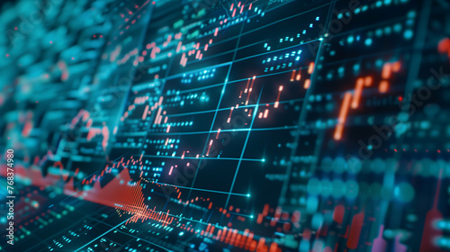 Close-Up of Blue Digital Stock Market Data on Screens