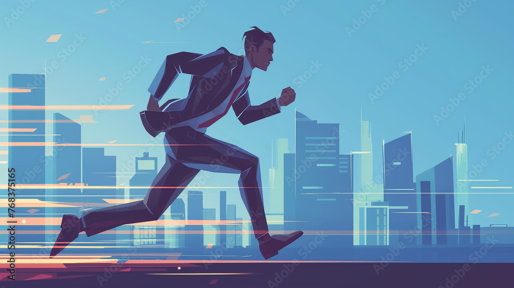 business man run in city vector