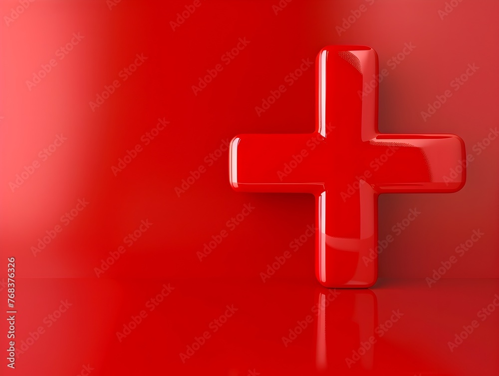 Obraz premium Red Cross Christian Religious Symbol on Minimalist Red Background