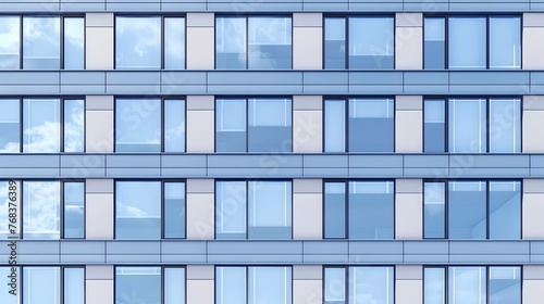 Sleek and Sophisticated Glass Facade of a Modern High-Rise Office Building in an Urban Cityscape