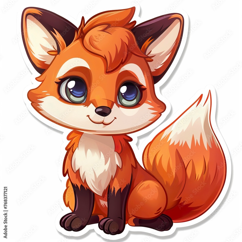 An adorable cute red fox sticker in cartoon vector style illustration An adorable cute red fox sticker in cartoon vector style illustration
