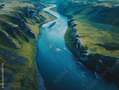 icelandic rivers from drone, vertical shot, DJI Inspire 3, cinematic lights