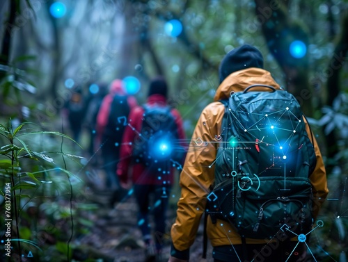 Internet of Things IoT Ecosystems harmonizing with Hiking trails