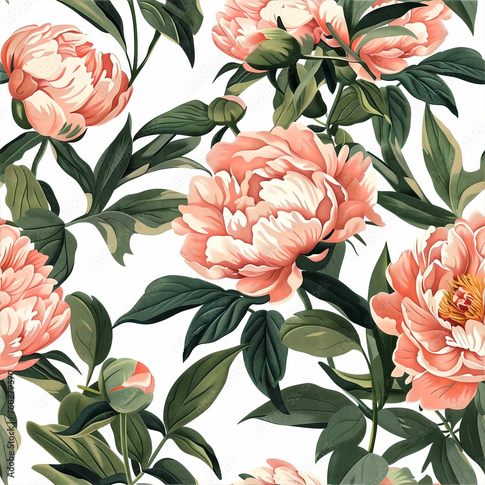 minimalist pattern of a peony flowers minimalist pattern of a peony flowers