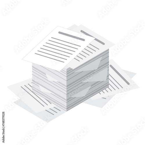 高く積み上げられた書類のイラスト