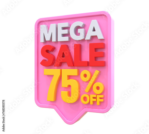 75 Percent Mega Sale Off 3D Render