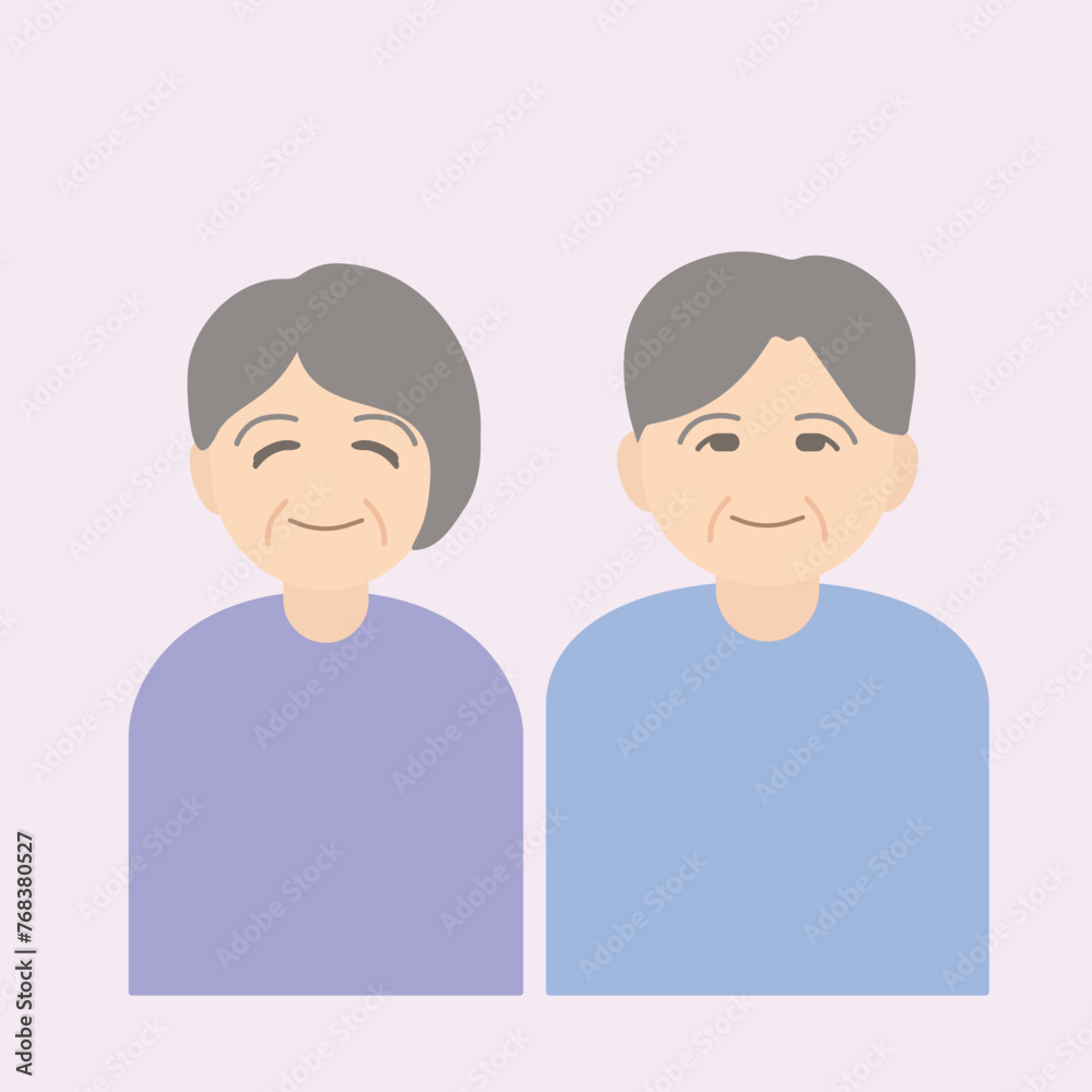 Mother's Day grandparents old couple middle-aged couple illustration Mother's Day grandparents old couple middle-aged couple illustration
