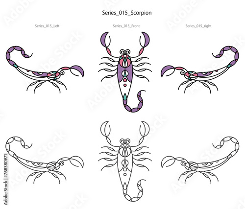 Scorpion Logo Vector, さそり 蠍 スコーピオン scorpio skorpio scorpius alacrân scorpione insect 昆虫 自然 ベクター デザイン イラスト World insect & beetle - Deformation series - BW