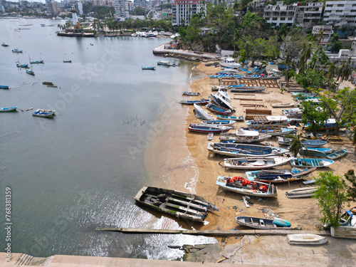 Photos Side Aerial View of Manzanillo Beach and its Destroyed Yachts