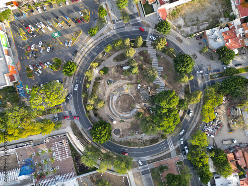 Drone Photo: Bird's-Eye View of Glorieta Monraz in Guadalajara