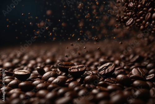coffee beans with black background for banner