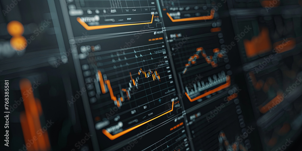 stock market charts on the computer screen, generative AI stock market charts on the computer screen, generative AI